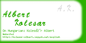 albert kolesar business card